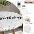 thumbnail image 3 of White Birthday Round Tablecloth for 36-44 Inch Tables,Fitted Table Cover with Elastic Edge,Colorful Confetti Ribbons Polka Dots Classroom Waterproof Outdoor Table Cloth Protector for Patio Dinner, 3 of 9