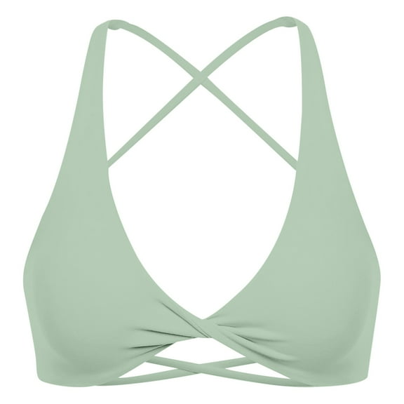 OSOLU Women's Yoga Bra With Chest Pad Back Backless Sport Solid Color Underwear Vest Workout Sports High Support Comfortable Bralettes Light Green M