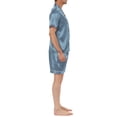 thumbnail image 4 of INSPIRAR CHIC Conjuntos de Pijamas de Satén para Hombres de Manga Corta Verano 2 Piezas Ropa de Casa Ropa de Dormir Pijamas M Azul Claro, 4 of 5