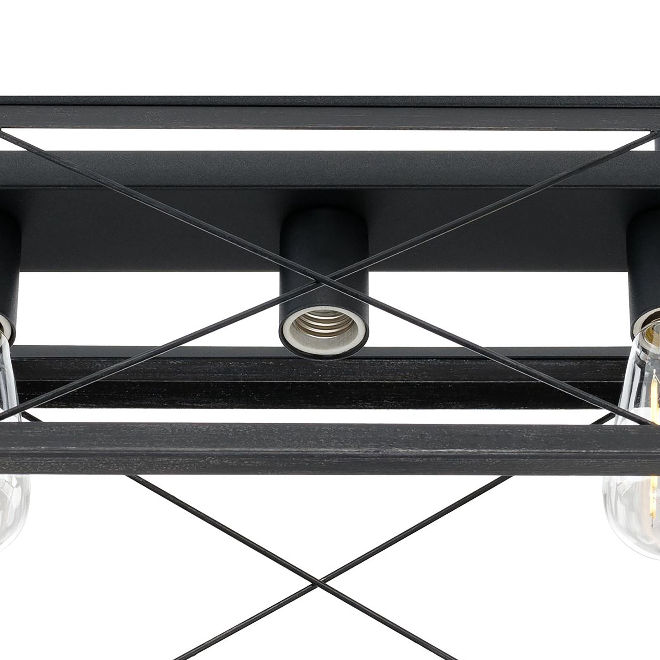 Briarwood Collection Five-Light Textured and Cerused Black Farmhouse Style Linear Island Chandelier Light