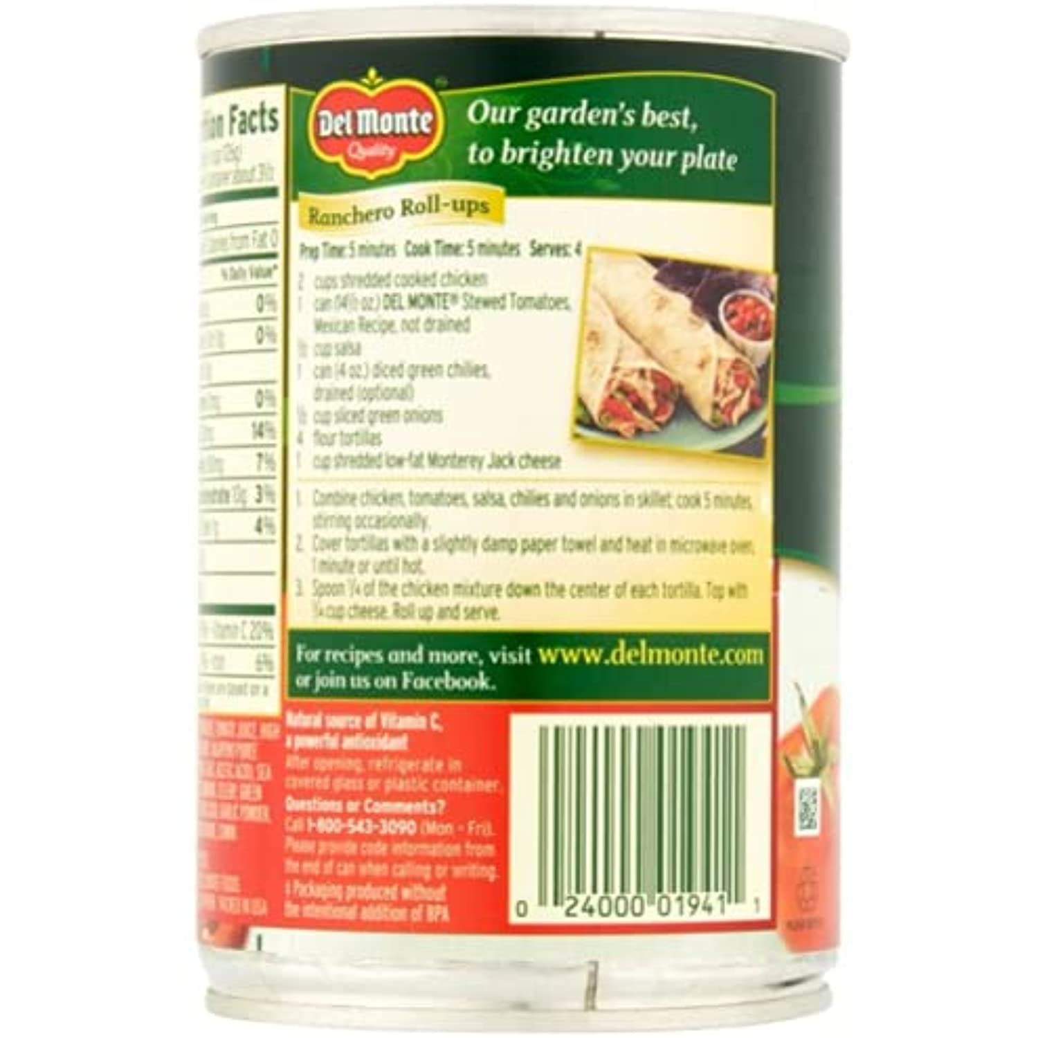 Del Monte, Mexican Recipe Stewed Tomatoes (With Jalapenos, Garlic & Cilantro), 14.5Oz Can (Pack Of 6)