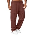 thumbnail image 2 of Men's Lightweight Cargo Pants Solid Color Straight Leg Casual Sports Hiking Pants With Multi Pockets Elastic Waist Casual Loose Jogger Trousers, 2 of 9