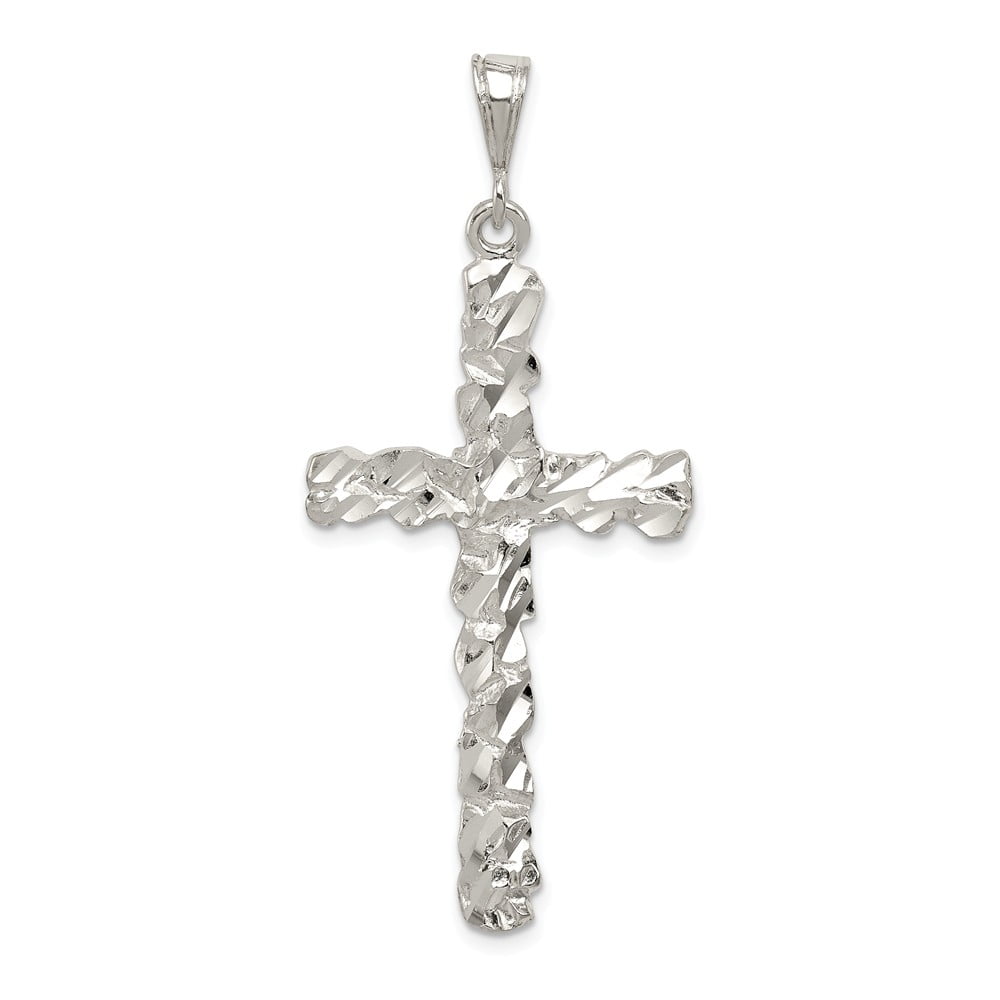 Beautiful Sterling silver 925 sterling Sterling Silver Diamond-cut Cross Pendant