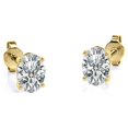 thumbnail image 6 of JeenMata 4 Prong 2.5 Carat Oval Cut Moissanite Solitaire Stud Earrings In 18K Yellow Gold Plating Over Silver, 6 of 6