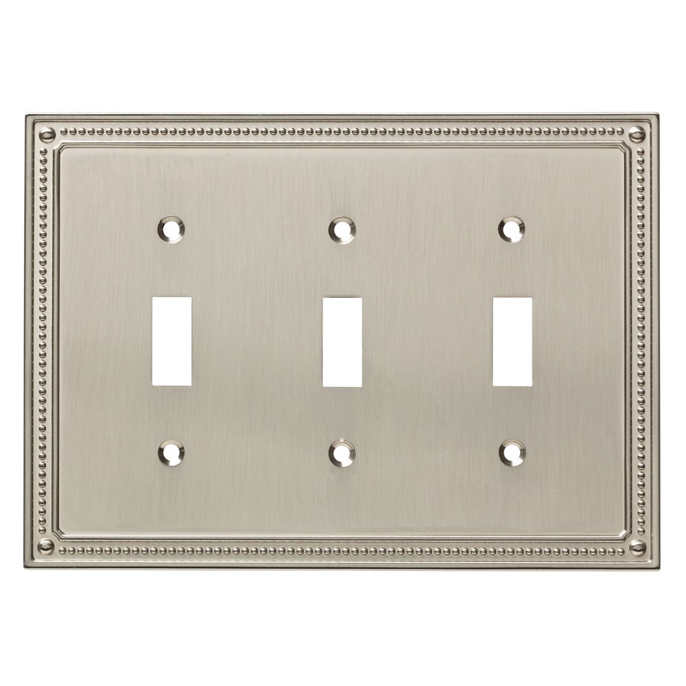 Franklin Brass Classic Beaded Triple Switch Wall Plate in Satin Nickel