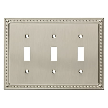 Triple Light Switch Switchplate - Franklin Brass Classic Beaded Triple Switch Wall Plate in Satin Nickel