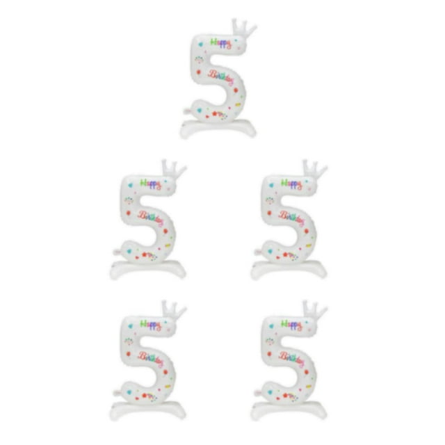 Youkk Metal Fun With DIY White Standing Digital Balloons For Birthday Parties Multiple Numbers Can Be Paired Freely Spherical Number 5 5Set