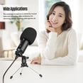 thumbnail image 4 of Riwcyla USB Condenser Microphone Computer Mic Kit with Desktop Metal Tripod Stand Windscreen USB Cable for Recording Live Streaming Online Singing Meeting Teaching, 4 of 6