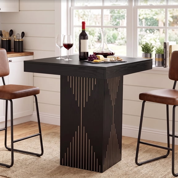 Tribesigns 31.5-Inch High Top Table,  Square Bar Height Table with Pedestal, Black