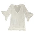 thumbnail image 2 of Anne Cole Women's Flounce Slightly Sheer V Neck Tunic Swimsuit Cover Up (White, XL/XXL), 2 of 2