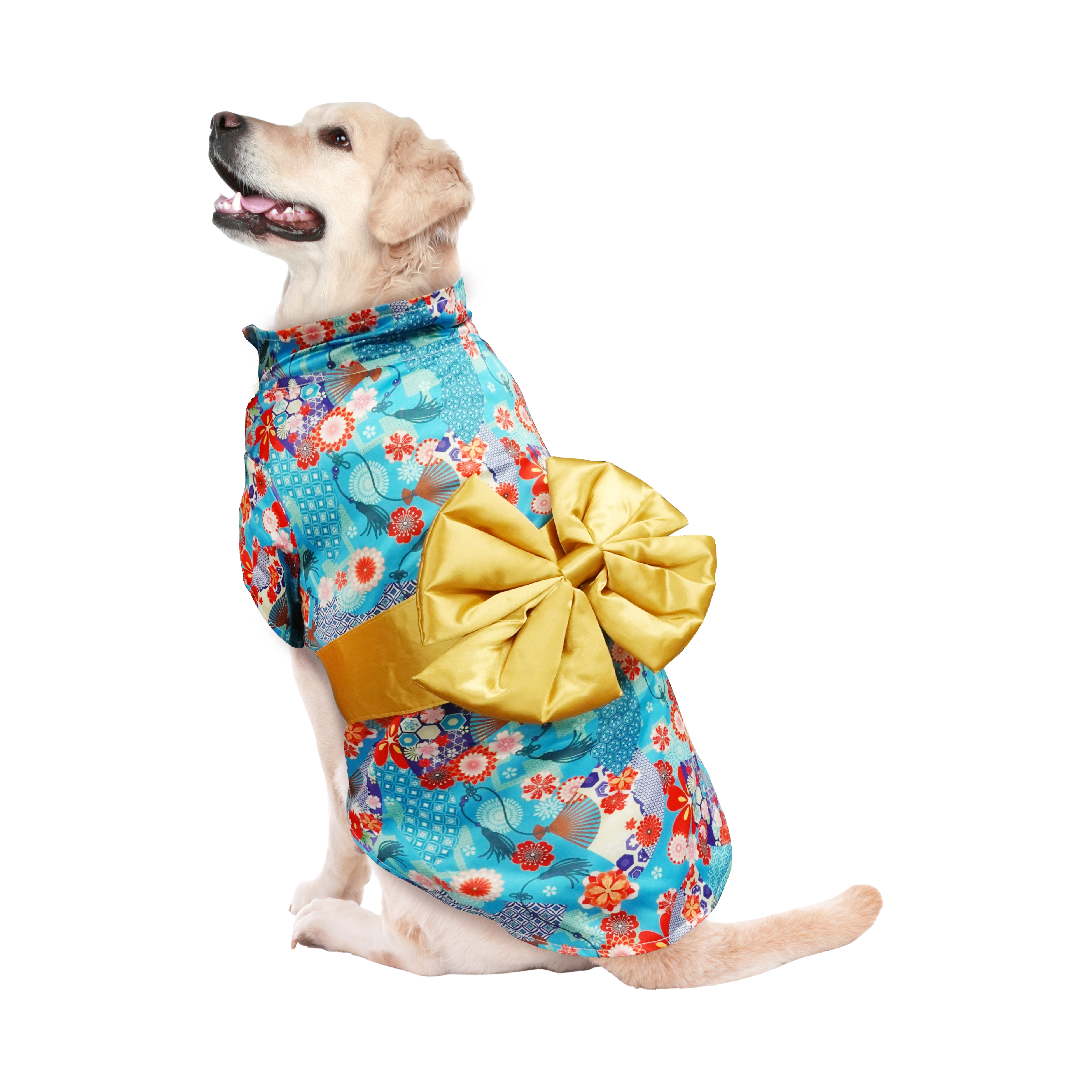 Best Furry Friends Costume for Dogs or Cats, Gold Kimono, Large