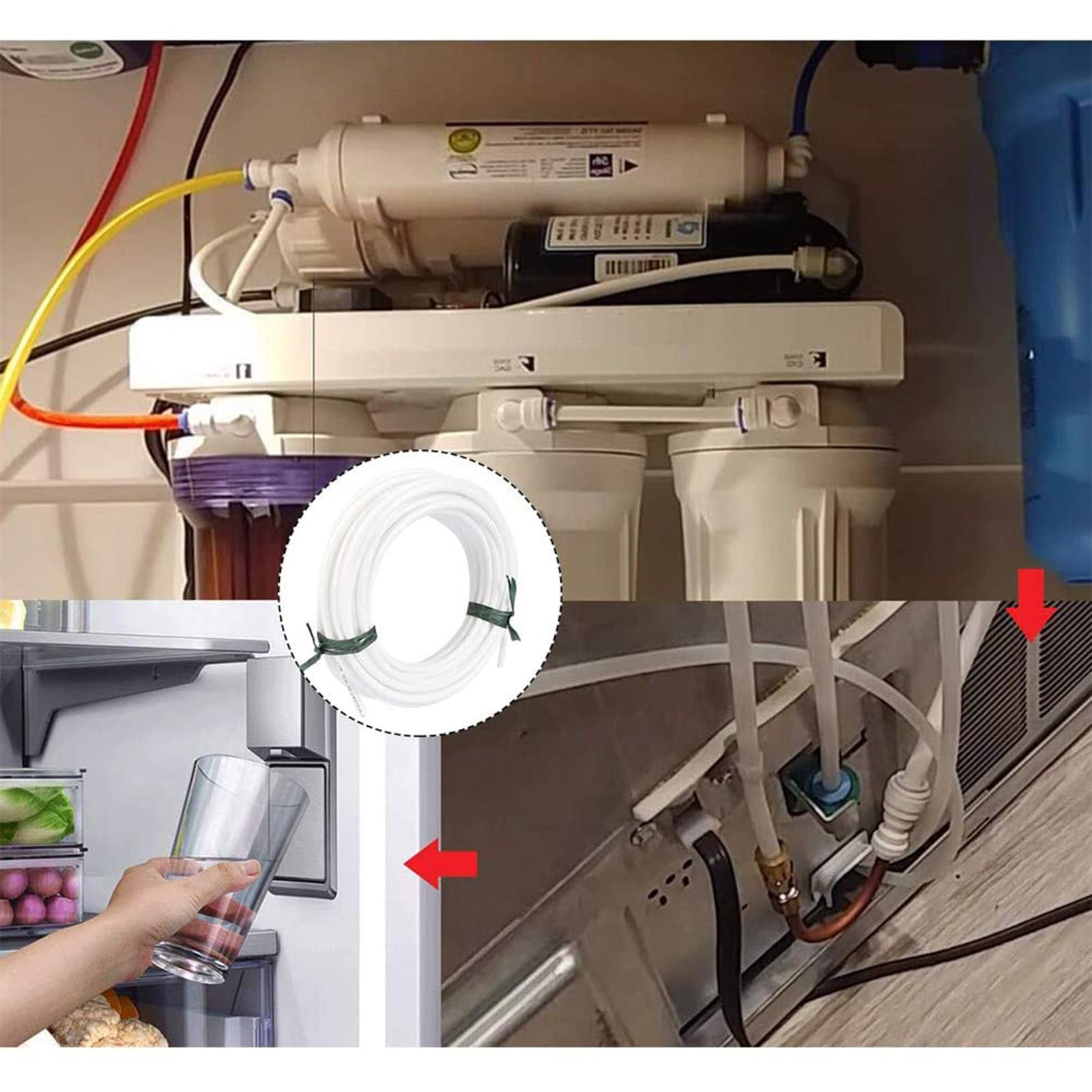 LYINGF Ice Maker Water Line Kit with 15-Meter Water Inlet Pipe and Universal Quick Connect Fittings, Compatible with Side-by-Side Refrigerators and Reverse Osmosis RO System Water Filters