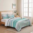 thumbnail image 5 of Twin Quilt Set 68''x86'', Turquoise Gray White Lightweight Summer Bedspread Coverlet Set with 2 Pillow Shams, Country Abstract Ombre Mottled Breathable All Season Quilt Bedding for Dorm/Bedroom, 5 of 9