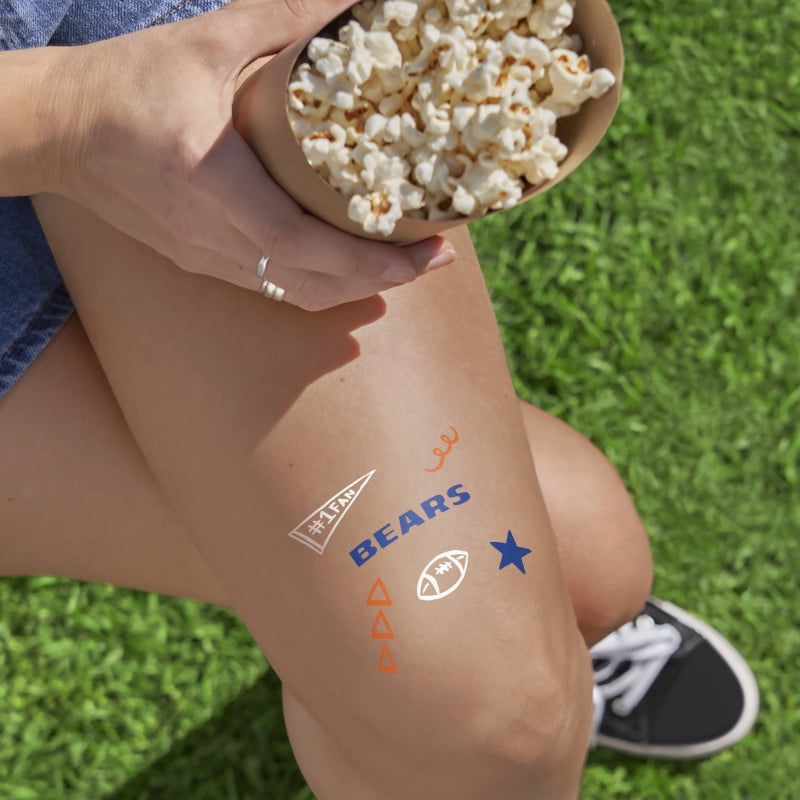 BIC BodyMark Temporary Tattoo Art Markers, NFL - Bears, 3 Markers + 2 Stencils