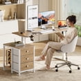 thumbnail image 4 of GUNAITO 55.1" Electric Standing Desk with 3-Drawer Cabinet, Adjustable Height Desk with Memory Panel, Office & Gaming Desk，Nutural, 4 of 12
