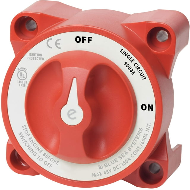 Interruptor de batería Blue Sea Systems 9003E de la serie E de encendido/apagado, rojo