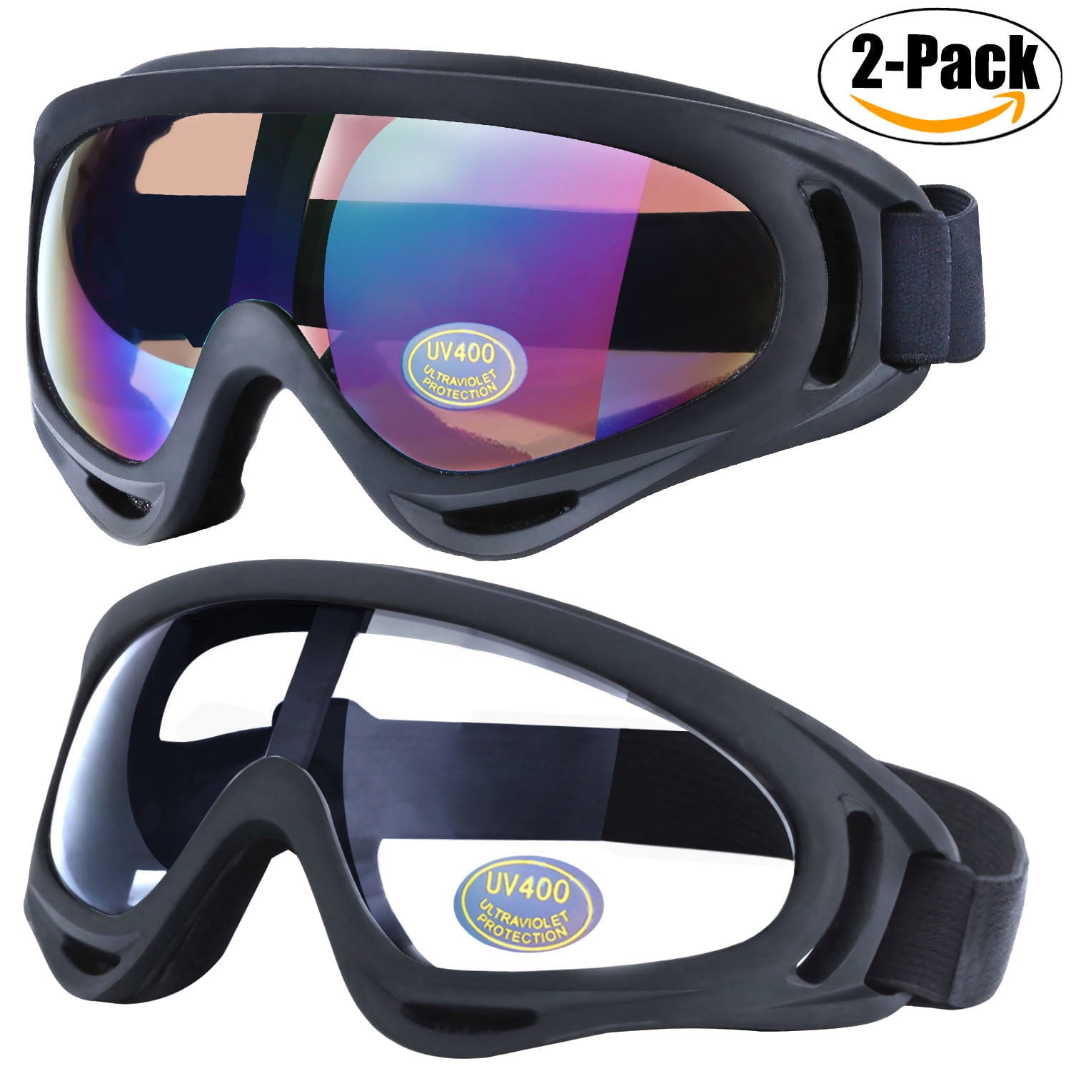 Outgeek 2Pcs Unisex Professional Ski Snow Snowboard Goggles Windproof Adjustable UV Protective Eyewear for Outdoor... by Outgeek