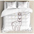 thumbnail image 1 of Llamacorn Duvet Cover Set Queen Size, Fantasy World Creature Typographic Children Funny Unicorn Cartoon Style Art, Decorative 3 Piece Bedding Set with 2 Pillow Shams, White Multicolor, by Ambesonne, 1 of 3