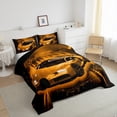 thumbnail image 3 of Homewish Teens Racing Car Bedding Comforter Set, Black Orange Automobile Twin Comforter Sets, Cartoon Sports Theme Reversible Bedding Set, Breathable Home Decor, 2pcs, 3 of 8