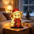 thumbnail image 2 of Stained Glass Style Highland Cow Lamp, Vintage Christmas Acrylic 3D Animal Night Light for Home Office Bedroom Living Room Desk Decor, 2 of 7