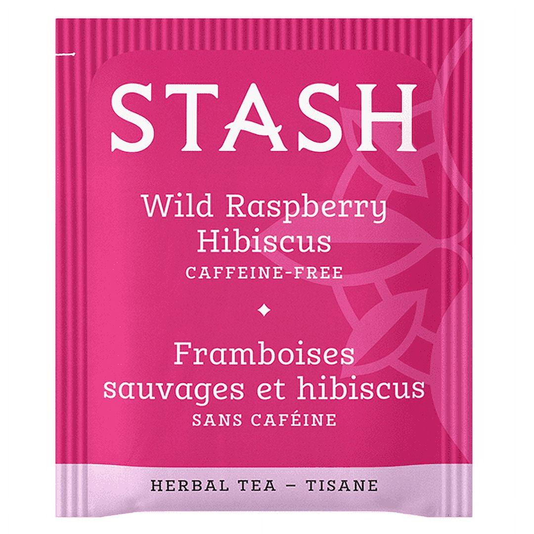 Stash Tea Herbal Tea Wild Raspberry Hibiscus Caffeine Free 20 Tea Bags 1.3 oz each pack of 3