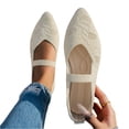 thumbnail image 4 of Women's Mesh Flats Mary Jane Shoes Pointed Toe Lightweight with Adjustable Instep Strap Knit Flat Shoes, 4 of 5
