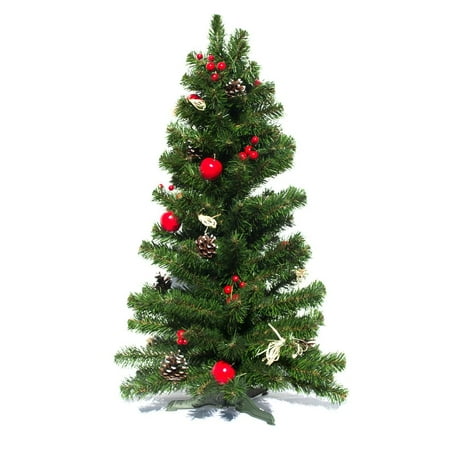 BestPysanky Ukrainian Tabletop Christmas Tree w. Straw Bows, Apples & Pine Cones 27.5