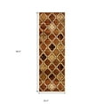 thumbnail image 4 of 8' Brown Quatrefoil Power Loom Distressed Stain Resistant Runner Rug, 4 of 7