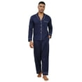 thumbnail image 3 of Mens Breathable Jersey Cotton Pajama Set - Button Down Soft Long Sleeve Sleepwear with Side Pockets, Relaxed Fit (Navy Blue,S), 3 of 10