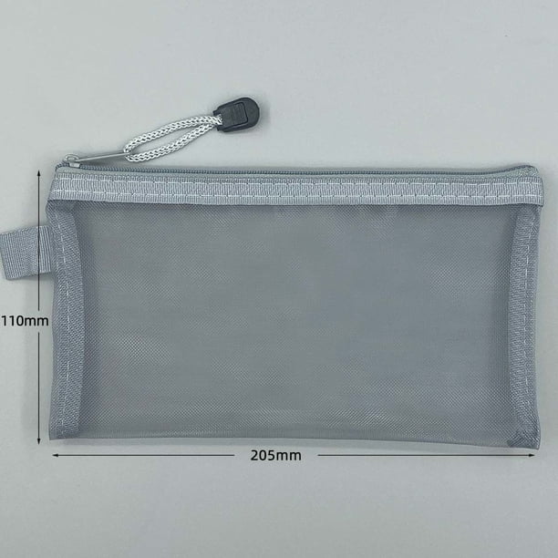 Estuche de Malla Transparente Esmerilado, Gran Capacidad, con Cremallera, para Estudiantes, Exámenes y Papelería, 17 X 5 X 2 Cm.