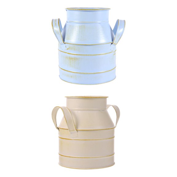 OULII 2Pcs Iron Flower Arranging Vase with Handles Assorted Color for Home Decor
