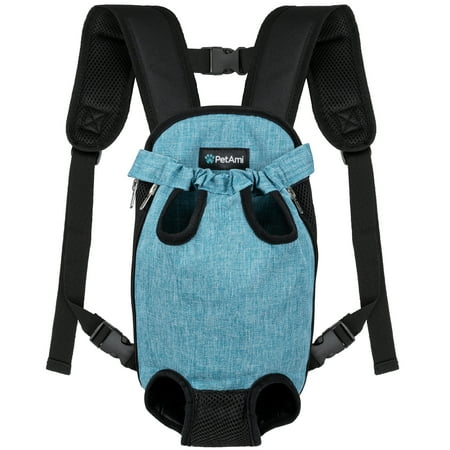 PetAmi Dog Carrier Backpack  Adjustable Pet Cat Front Carrier Backpack  Ventilated Dog Chest Carrier for Hiking Camping Travel  Sling Bag for Small Medium Dog Cat Puppies  Large  12-16 lbs  Sea Blue
