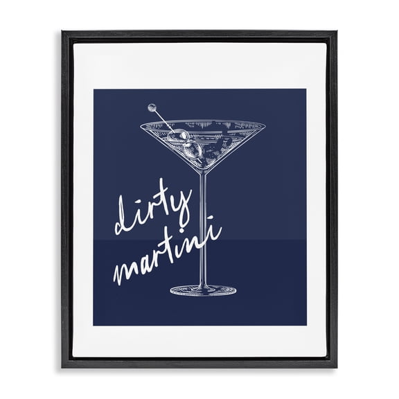 Stupell Industries Farmhouse Dirty Martini on Blue Black Floating Frame Canvas Art, 17 x 21, by Lettered and Lined