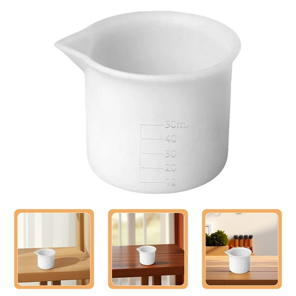 OUNONA  3 Pcs Graduated Silicone Measuring Cup Epoxy Cups Travel White