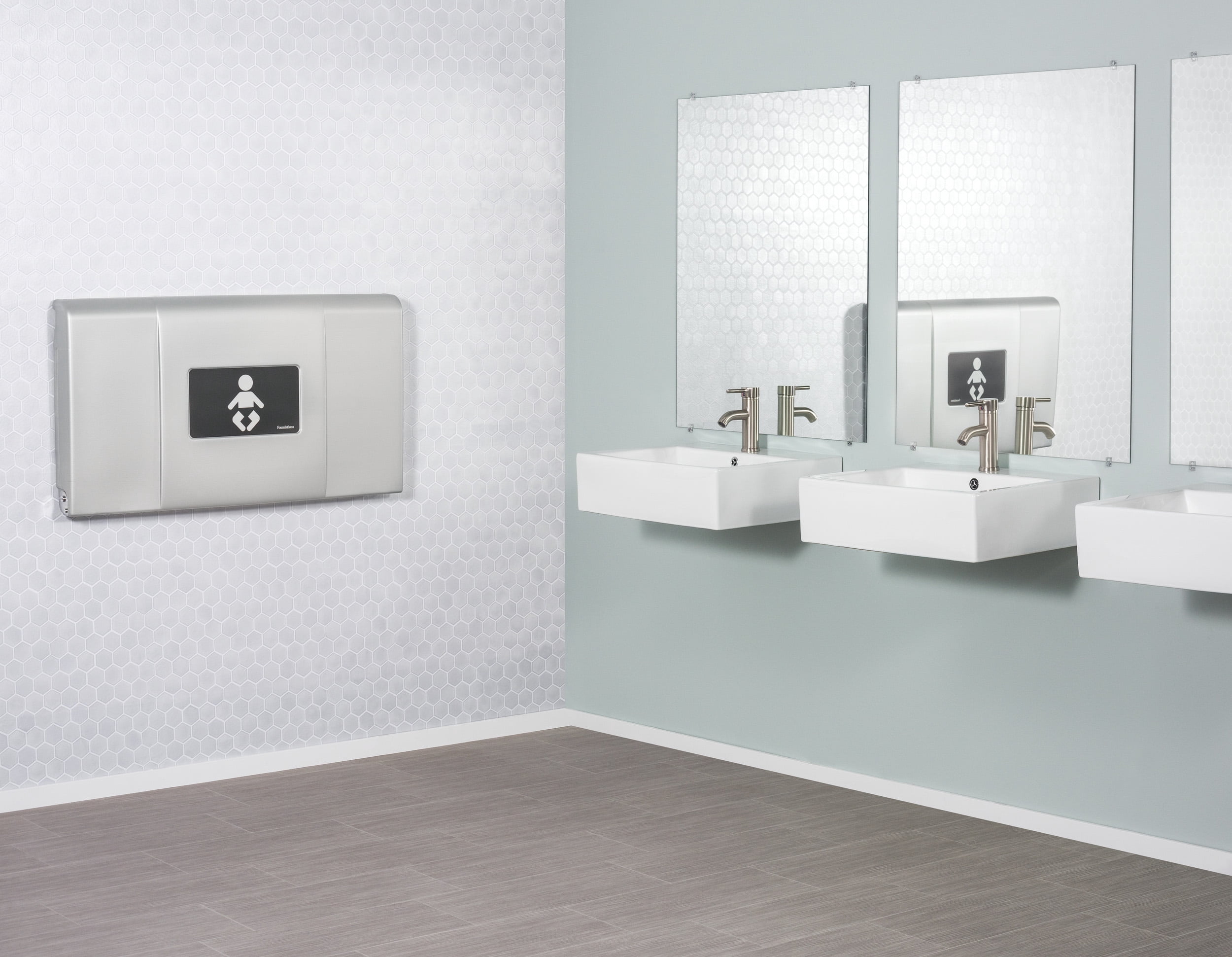 Foundations Ultra Horizontal Baby Changing Station, EZ Mount Backer Plate Included,Silver (200-EH-04)