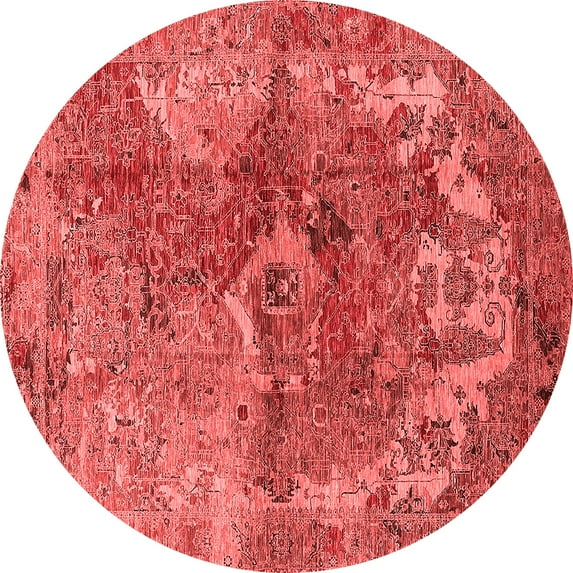 Ahgly Company Indoor Round Oriental Red Industrial Area Rugs, 3' Round