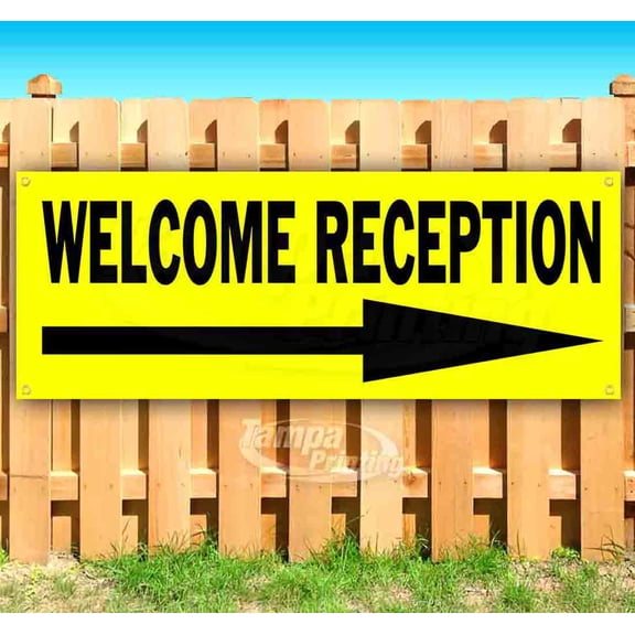 Welcome Reception 13 oz Vinyl Banner With Metal Grommets