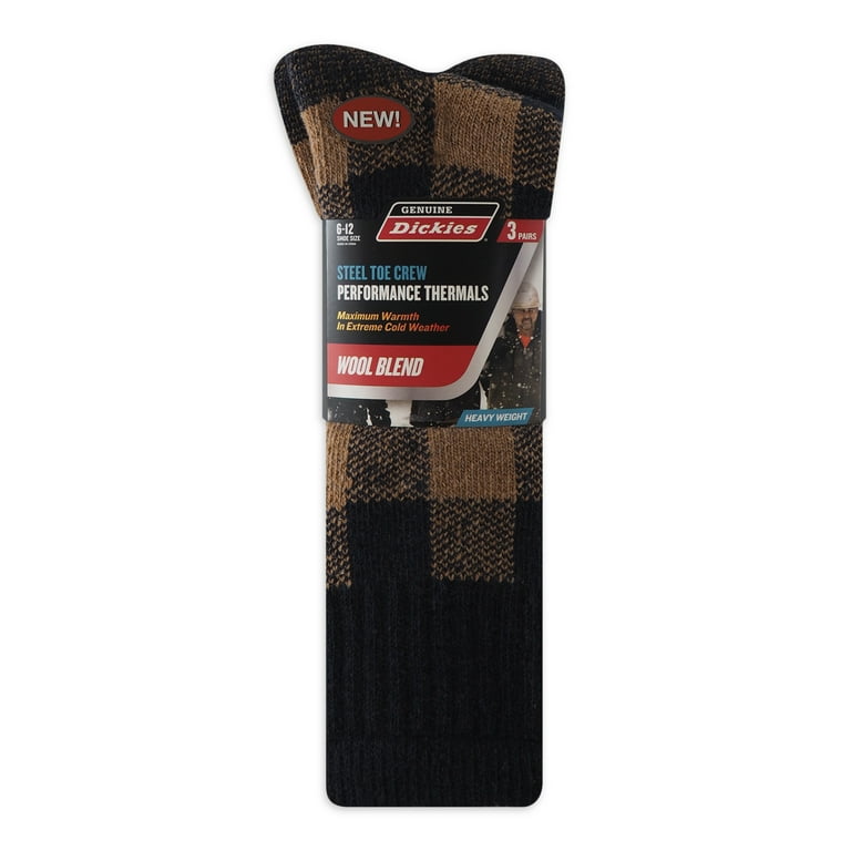 Dickies Mens Size 6 12 Wool Buffalo Plaid Crew Socks 3 Pack Walmart