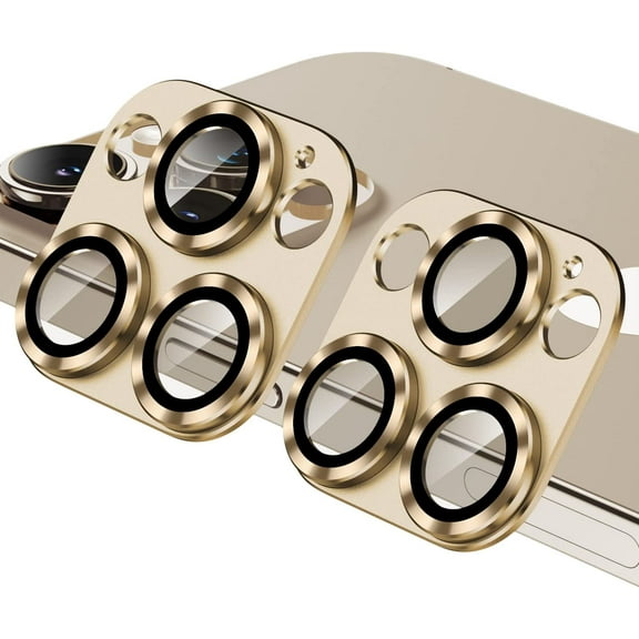 [2 Pack] iPhone 14 Pro Max/iPhone 14 Pro Camera Lens Protector, Anti ScrachCamera Screen Protector Cover, Aluminum Alloy Whole Lens Film for iPhone 14Pro & iPhone 14 ProMax - Gold