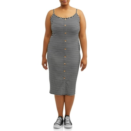 Eye Candy Juniors' Plus Size Ribbed Spaghetti Strap Midi Dress