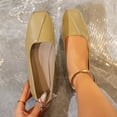 thumbnail image 2 of Women's Square Toe Flats, Faux Leather Slip-On Dress Shoes, Comfortable Wide Width Casual Shoes for Daily Work All Season, Nude/Black, 2 of 9