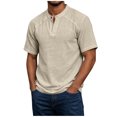 thumbnail image 4 of Mens Lightweight V Neck T-Shirts Summer Short Sleeve Plain Tees Casual Hippie Single Button Henley Shirt, 4 of 8