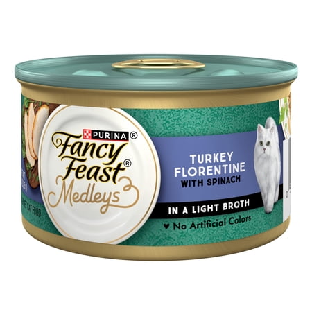 Purina Fancy Feast Medleys Wet Cat Food, Turkey Florentine & Spinach, 3 oz Cans