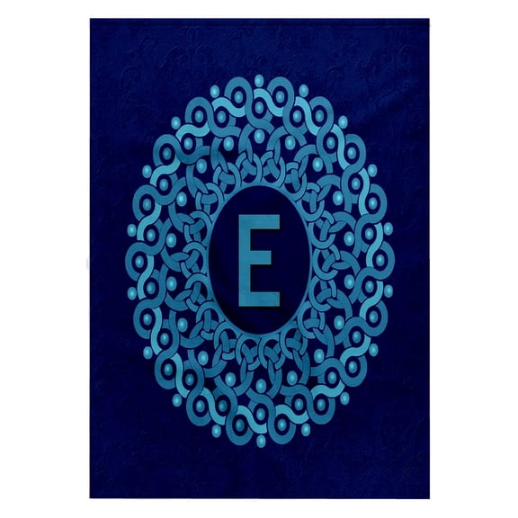 3dRose, Monogram E blue hued mandala on royal blue muted grunge damask, 22x30 Bath Hand Pool Towel