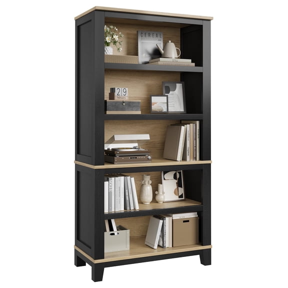 Panapinka 71" Bookcase w/Adjustable Shelves & 31.5 in Whidth, 5 Tier Tall Bookshelf with Wooden Legs, Rustic Vintage Bookcase for Living Room Office Library