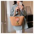 thumbnail image 4 of Nvzi Bolso de hombro tejido, bolso de mano tejido y bolso de cosméticos, bolsos de mano tejidos elegantes para playa de verano, 13,77 x 3,93 x 8,66 pulgadas, color caqui, 4 of 5