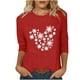 thumbnail image 1 of Puntoco Camiseta de mujer con cuello redondo, manga 3/4 y estampado navideño, jersey de cuello redondo, camiseta de manga larga con cuello redondo, 1 of 3