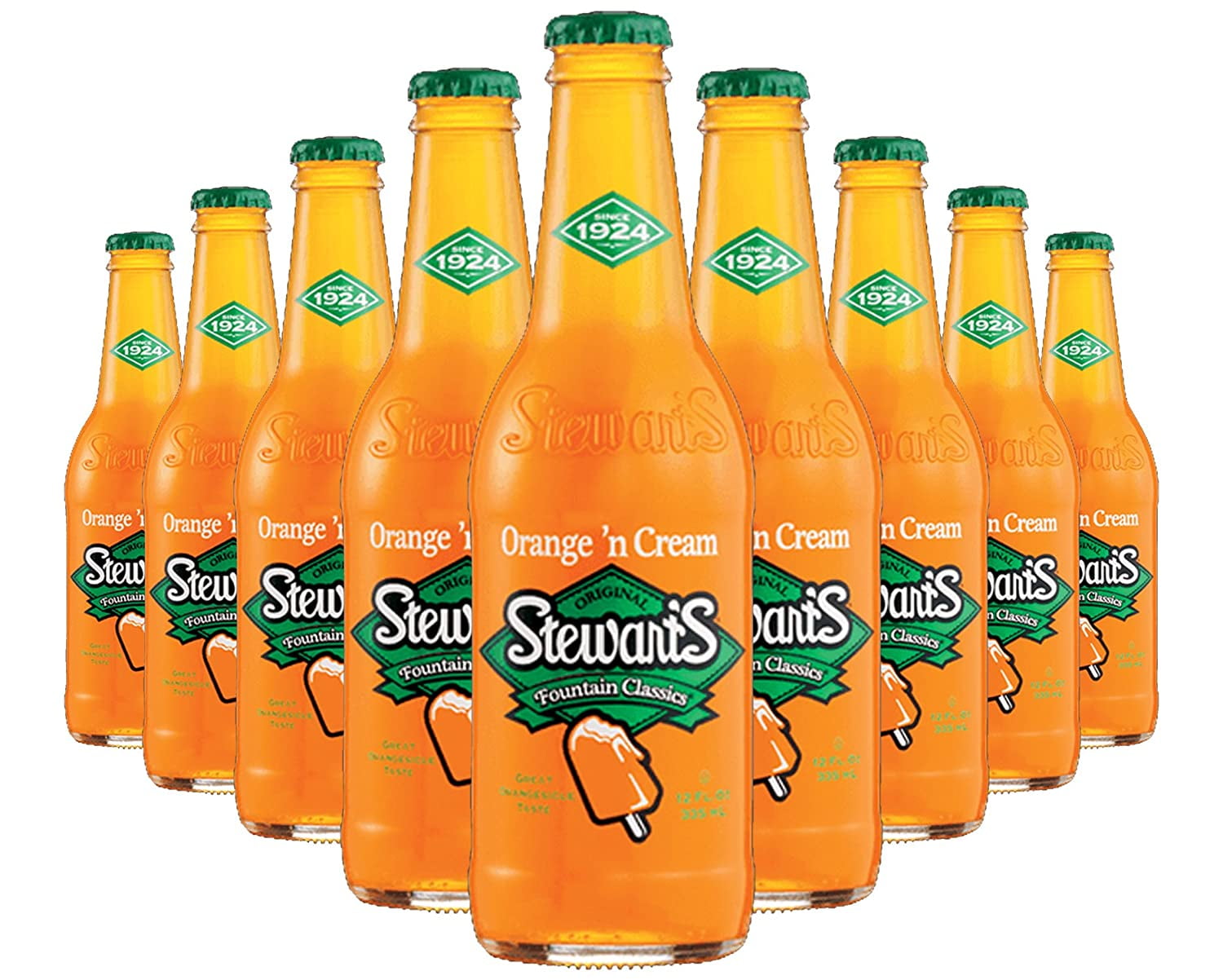 Stewart's Orange & Cream Soda, 12 fl oz (12 Glass Bottles), All Natural