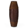 thumbnail image 4 of Antique Cylinder Style Floor Vase For Entryway or Living Room, Bamboo Rope, Brown 26" Tall, 4 of 8