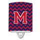 thumbnail image 1 of "Treasures Letter M Chevron Yale Blue and Crimson Ceramic Night Light, 6x4, Multicolor" Caroline's Treasures CJ1054-MCNL, 1 of 1